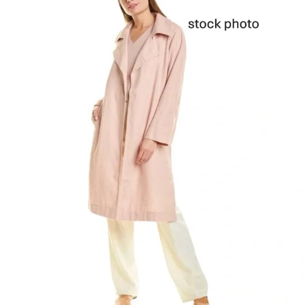 Eileen Fisher Dusty Rose Organic Linen Trench Coat L